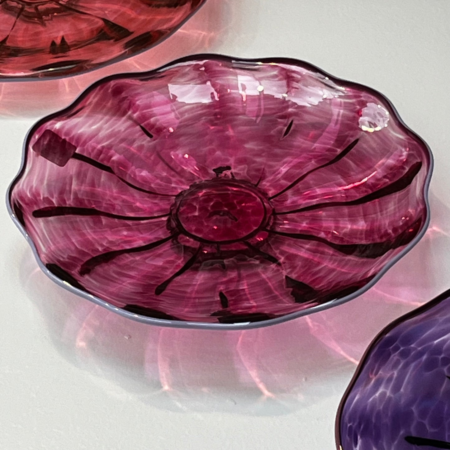 Fuschia w/ lavender lip - 11" Glass Wall Platter