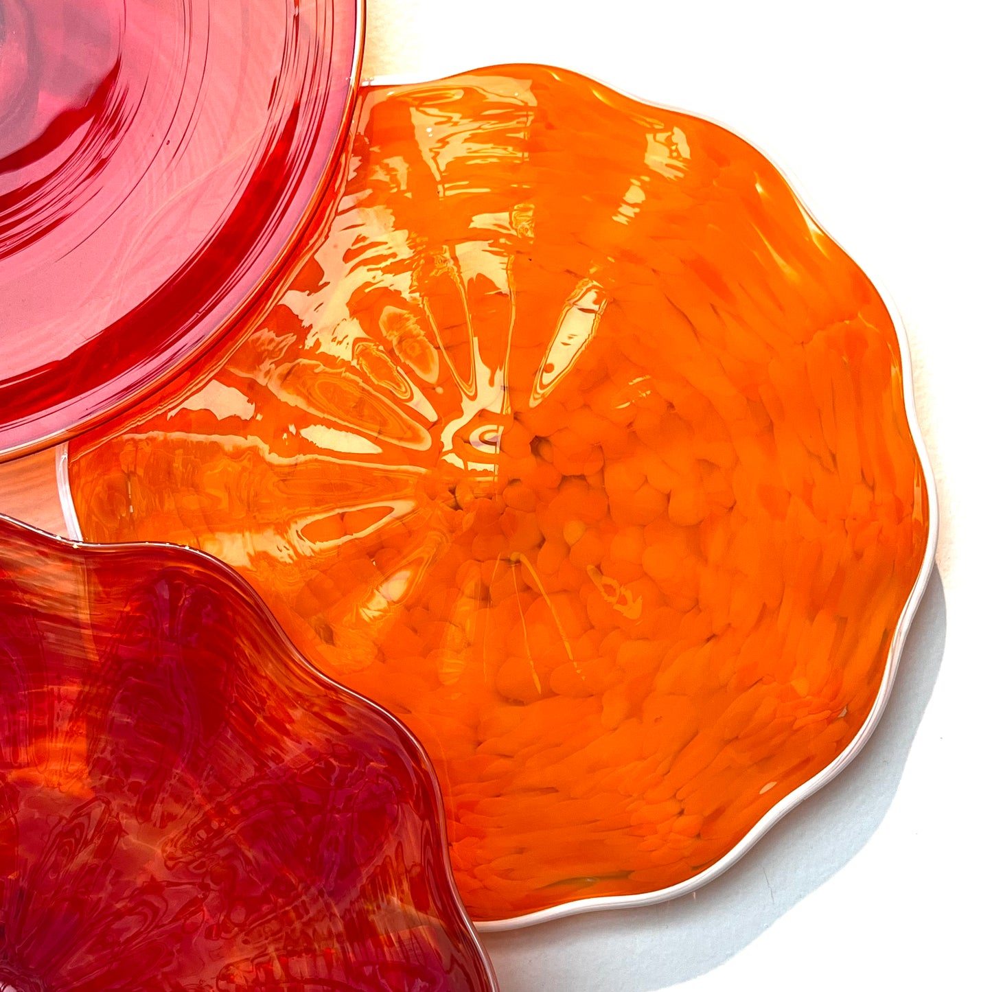 Orange w/ White Rim & Spiral - 13" Glass Wall Platter