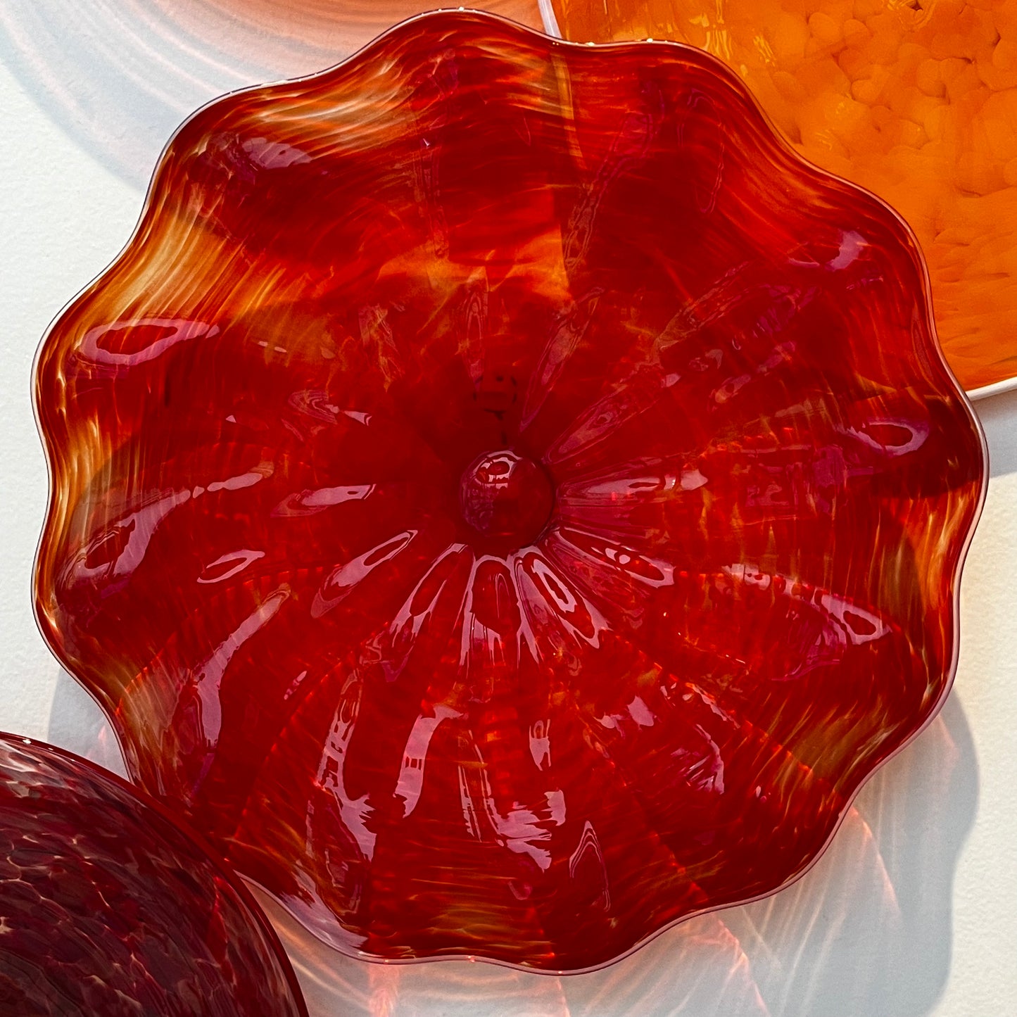 Red Spiral - 13" Glass Wall Platter
