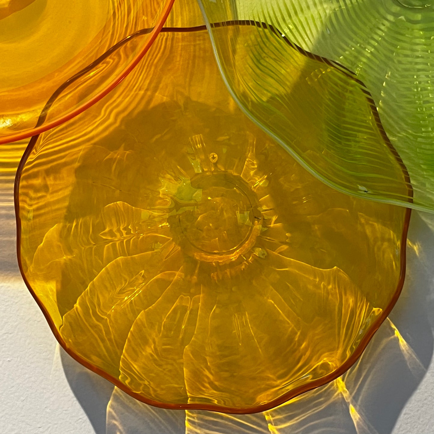Yellow Spiral -11" Glass Wall Platter