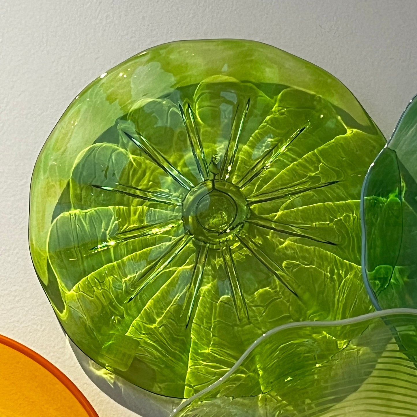 Green Flat Spiral - 11"Glass Wall Platter