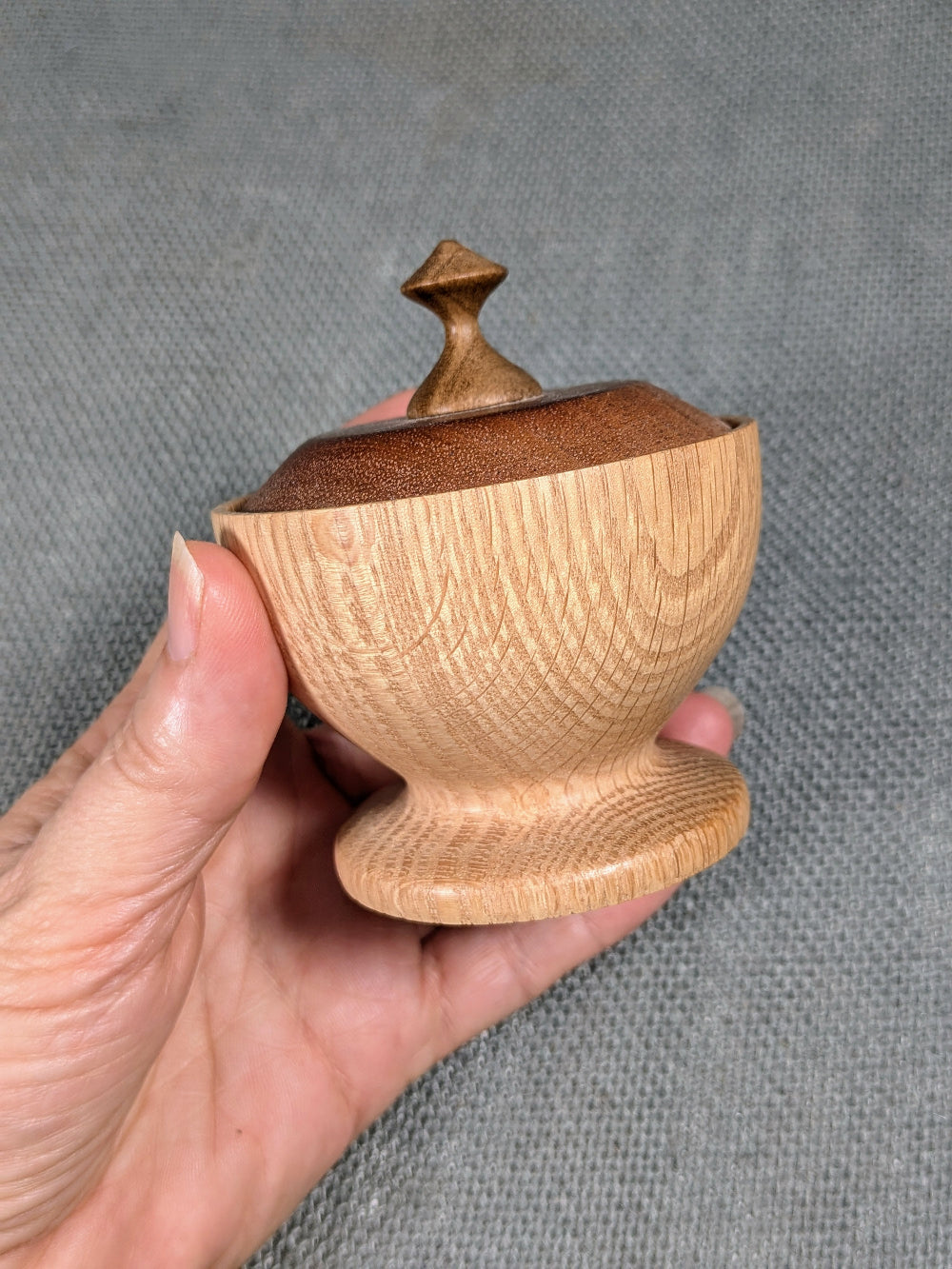 Oak, Mahogany, Walnut lidded bowl