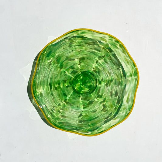 Green w/Yellow Lip Wrap - 11" Glass Wall Platter