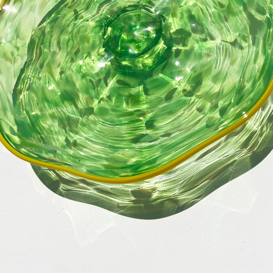 Green w/Yellow Lip Wrap - 11" Glass Wall Platter