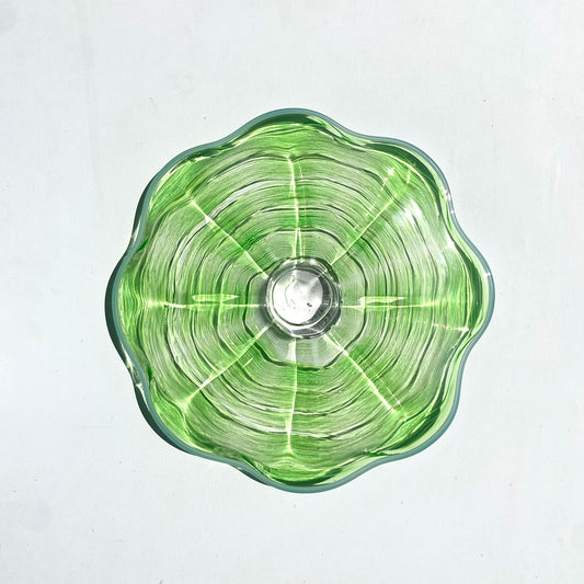 Green w/ Blue Lip Wrap - 11" Glass Wall Platter