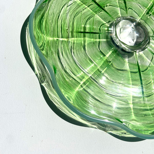Green w/ Blue Lip Wrap - 11" Glass Wall Platter