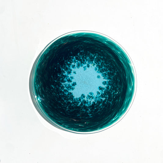 Lagoon + Light Blue w/ Clear Lip Wrap - 11" Glass Wall Platter
