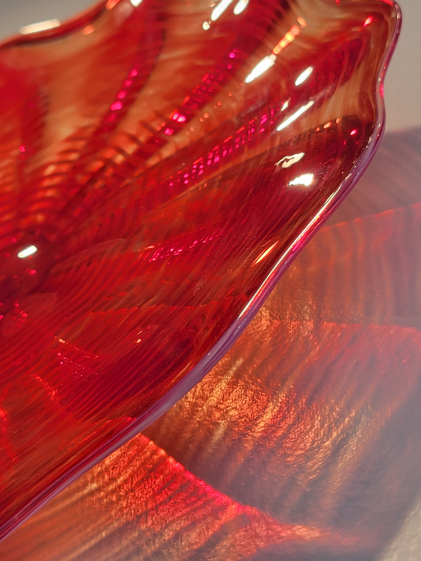 Red w/Opaline Rim and Spiral - 13" Glass Wall Platter