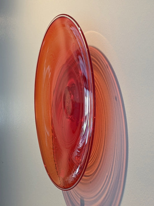 Transparent Red w/ Clear Rim - 12" Glass Wall Platter