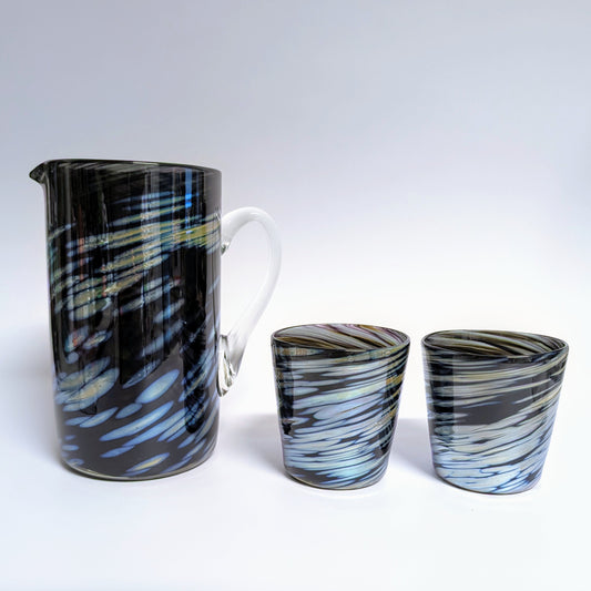 Cup and Pitcher Set - Black & Gold (Pitcher w/ 2 cups)