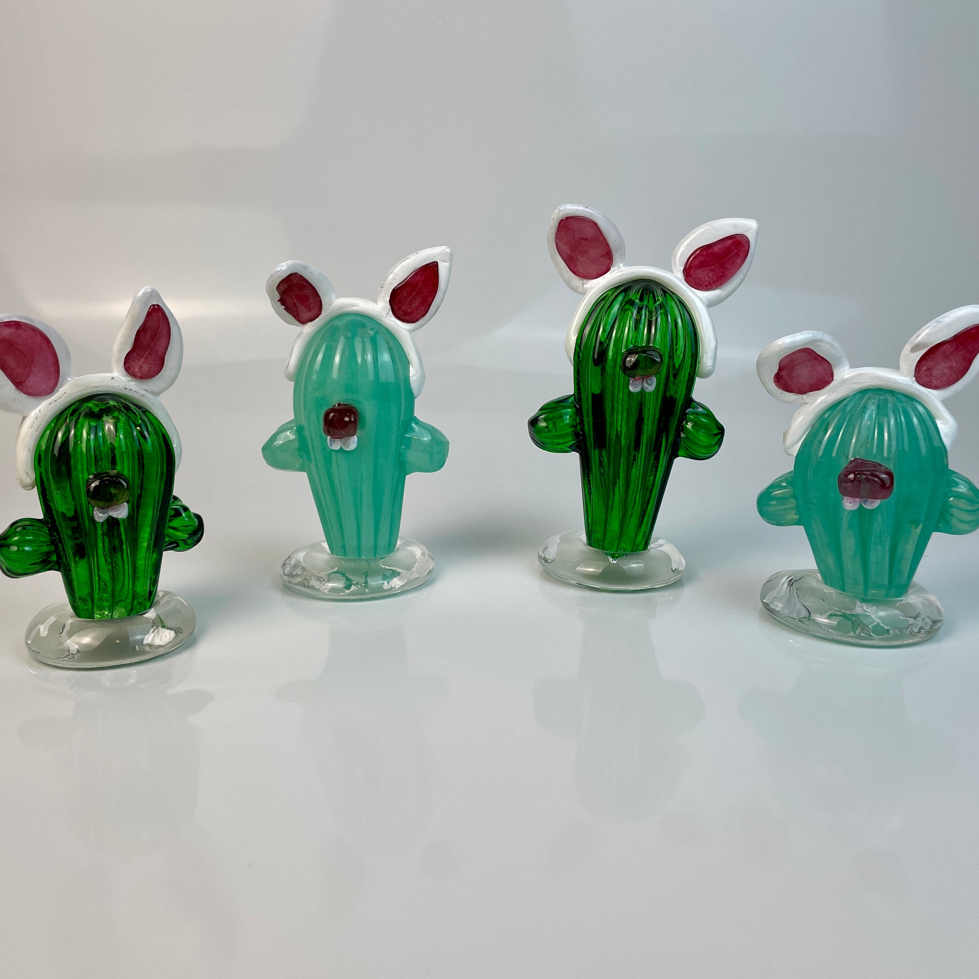 CactusBunniesLargeSmallMintBeryl Athena Glass Work