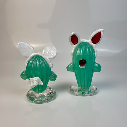 CactusBunnySmallMintFrontBack Athena Glass Work