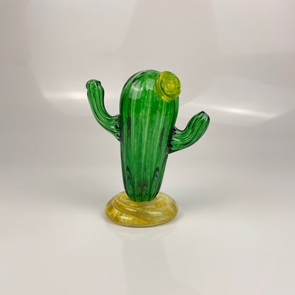 Cactus 2 arm yellow flower Athena Glass