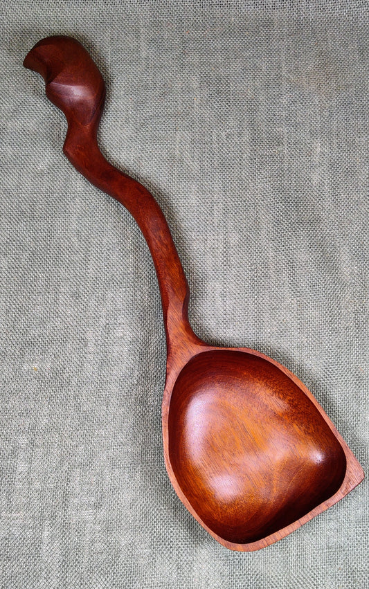 Large Mahogany Spoon with carved handle