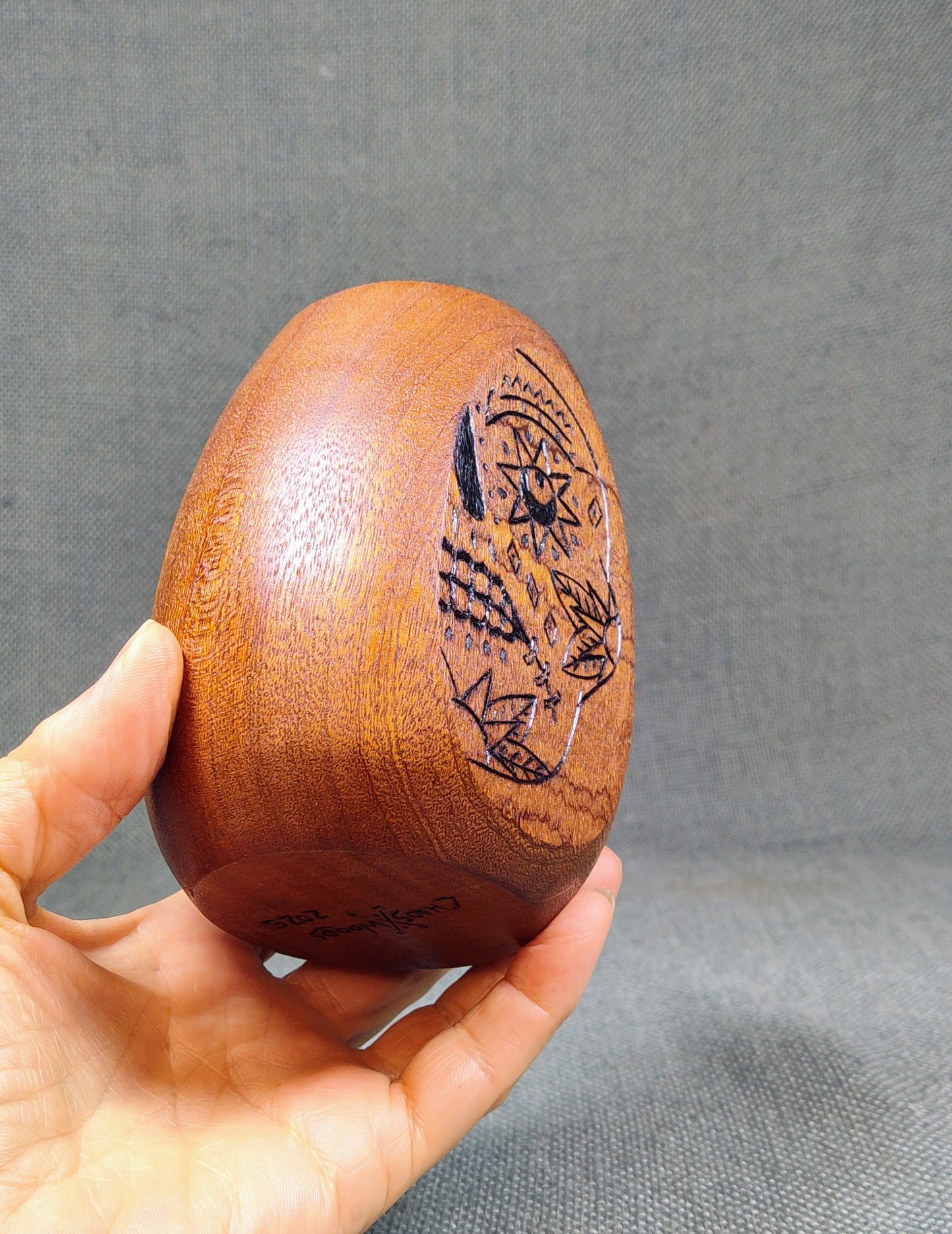 Dia de Los Muertos Skull Mahogany Wood Cup