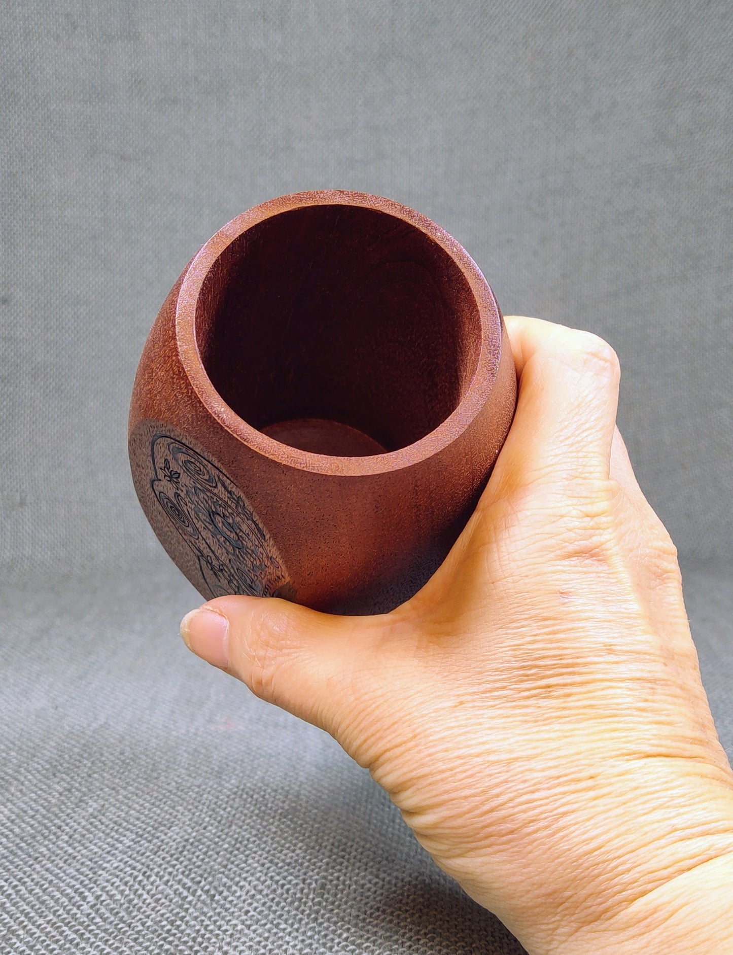 Dia de Los Muertos Skull Mahogany Wood Cup