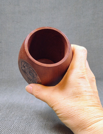 Dia de Los Muertos Skull Mahogany Wood Cup