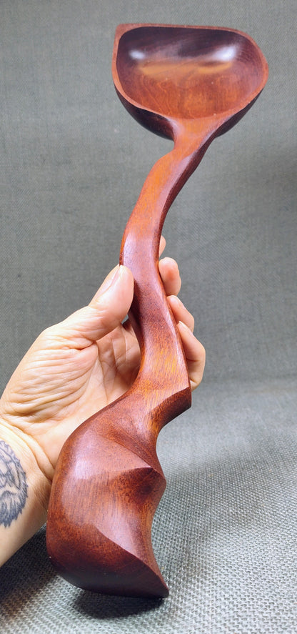 Large Mahogany Spoon with carved handle