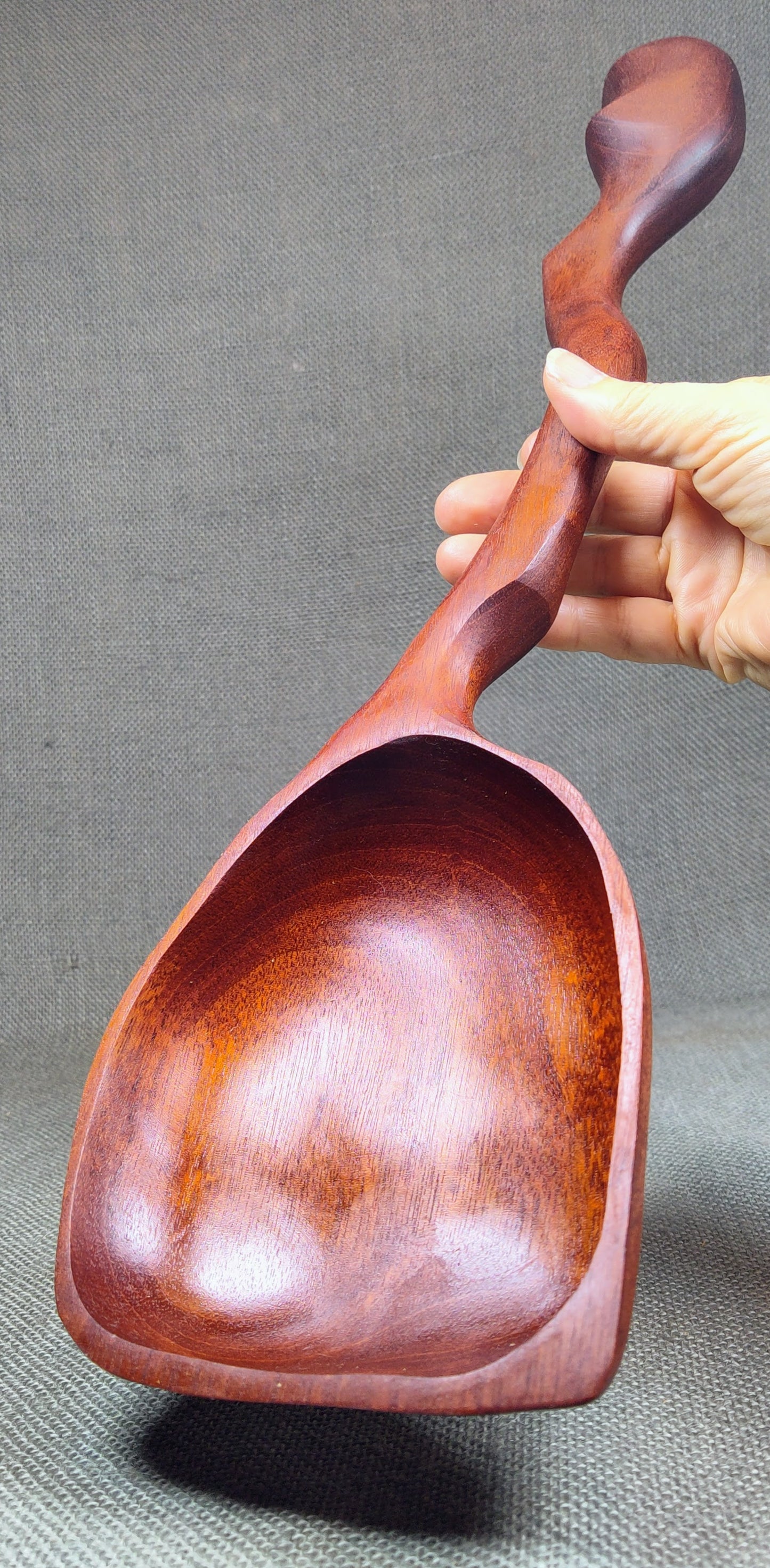 Large Mahogany Spoon with carved handle