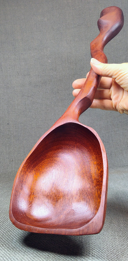 Large Mahogany Spoon with carved handle