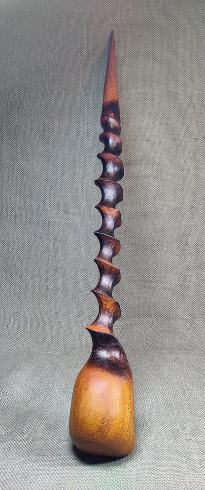 Large Carved Swirl Mahogany Spoon