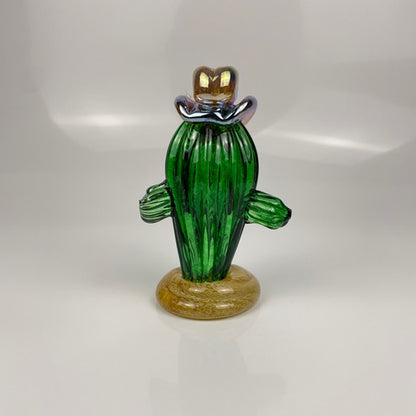 Cowboy Cactus Gold Hat Green Athena Glass