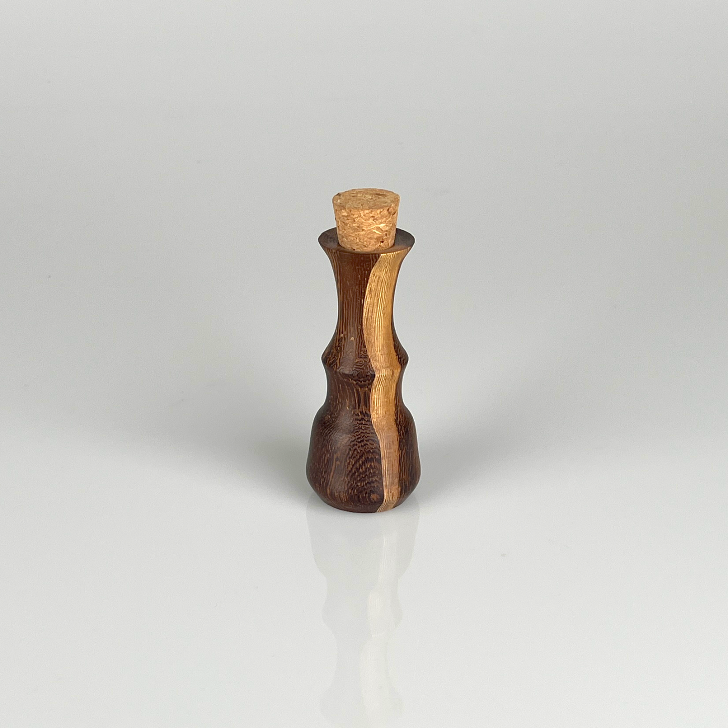 Exotic wood corked bottle