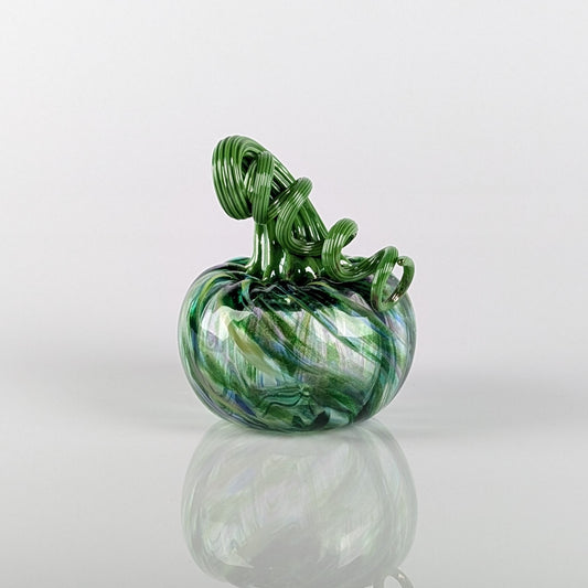 Green Sparkle Pumpkin w/ Green Curly Stem