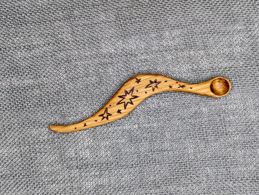 Small Oak Wood Spoon with Stars