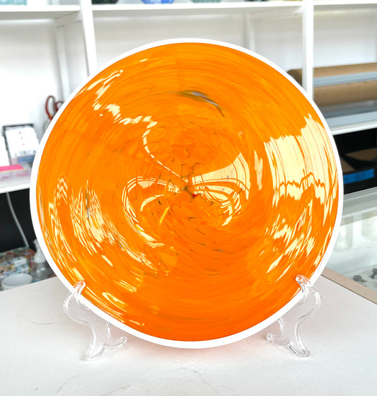 Orange with White Rim - 11.5" Glass Wall Platter