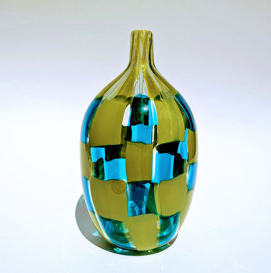 Vase - Checkmate (Lime & Blue)