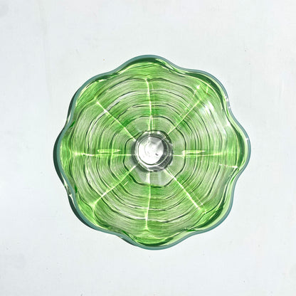 Green w/ Blue Lip Wrap - 11" Glass Wall Platter