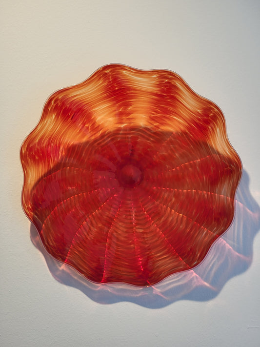 Red w/Opaline Rim and Spiral  - 13" Glass Wall Platter