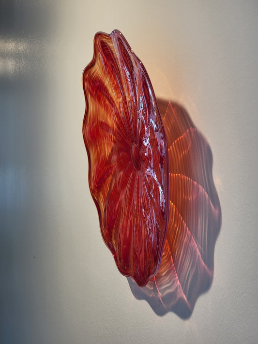 Red w/Opaline Rim and Spiral  - 13" Glass Wall Platter